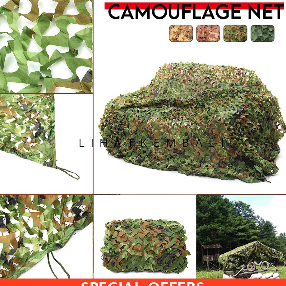 PROMO Tenda Jaring Militer Camouflage Net Motif Daun Untuk Berburu Kemah Dekorasi