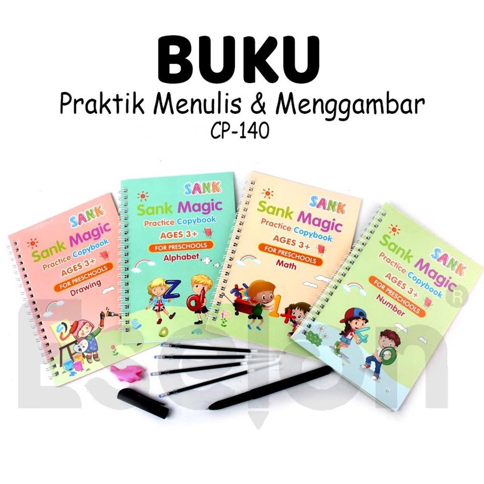 Lariza 1set isi 4 Buku Ajaib Belajar Menulis  Sank Magic Practice Copybook