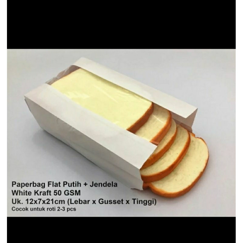 

Paperbag Kertas Jendela Putih M 12x7x21cm Jendela Roti (M) Flat Anti Minyak