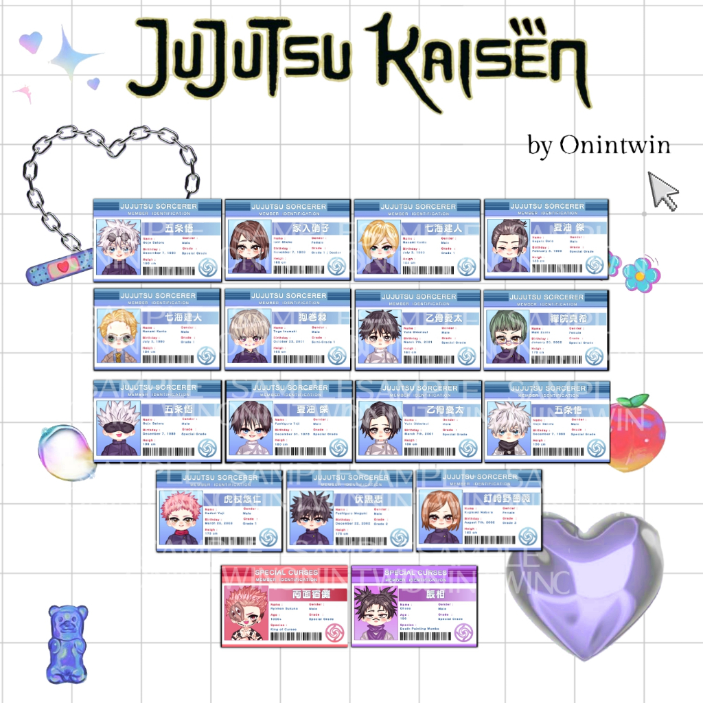 ID Card Jujutsu Kaisen by onintwin / Keychain Jujutsu Kaisen