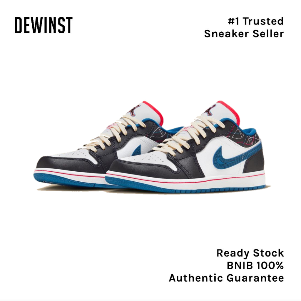 Air Jordan 1 Low SE Industrial Blue Siren Red Sashiko BNIB RESMI ORIGINAL