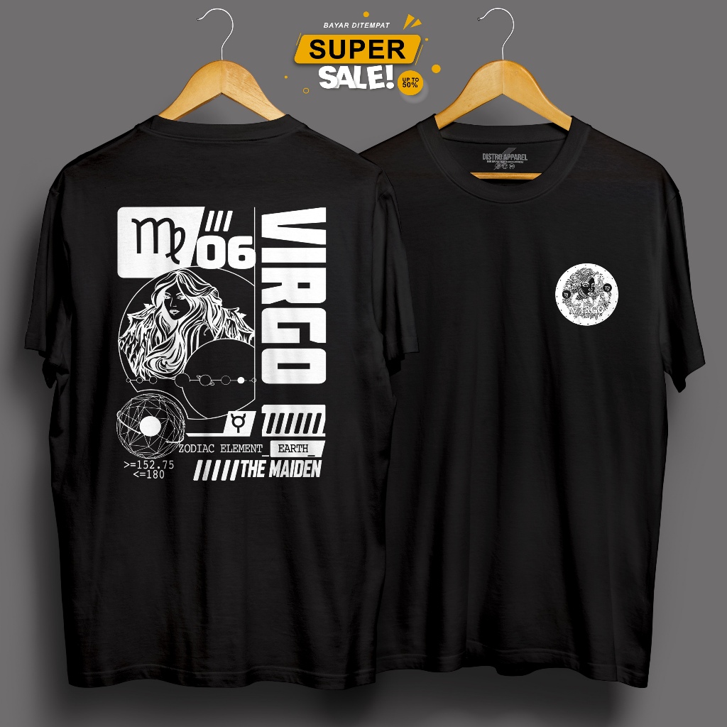 Tshirt Baju kaos ZODIAK VIRGO ♍/kaos zodiak/kaos Virgo/kaos distro keren/kaos unisex pria-wanita