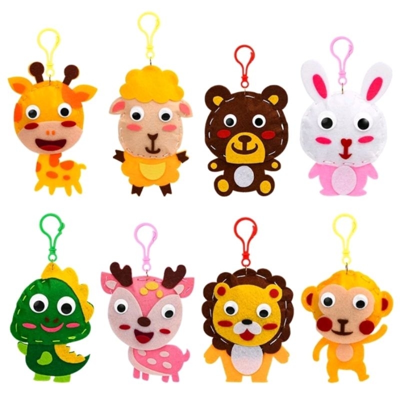 mainan DIY membuat prakarya gantungan kunci boneka bahan flanel sendiri
