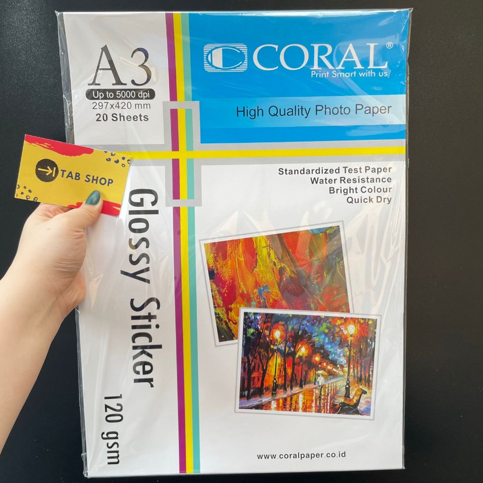 

Praktis TAB SHOP CORAL GLOSSY STICKER PAPER A3 12 GSM 2 SHEETS KES STIKER MENGKILAP A3 12 GSM