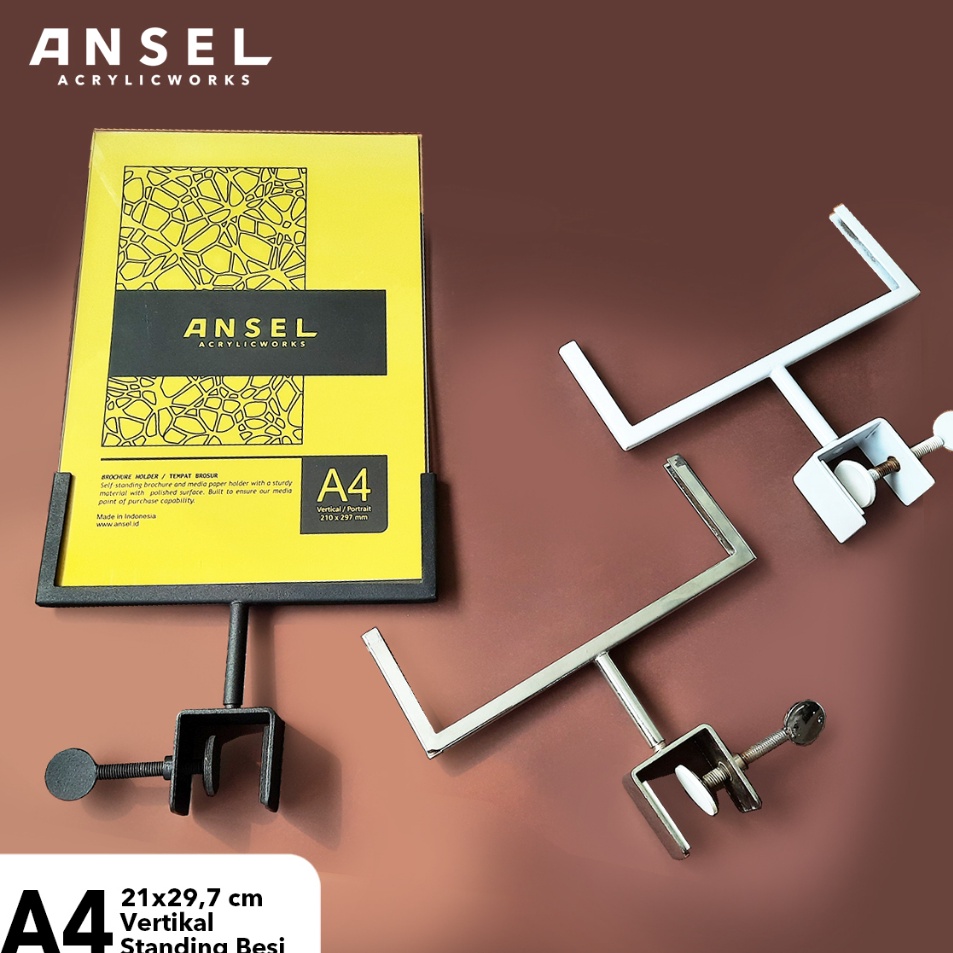 

ANSEL Display Harga POP Acrylic Akrilik Jepit Besi Putar Price Tag A4 Vertikal