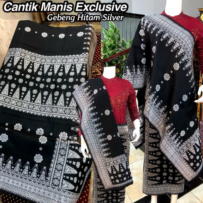 Songket Cantik Manis Exclusive Gebeng Hitam Silver /songket tenun asli palembang /ilham songket pale