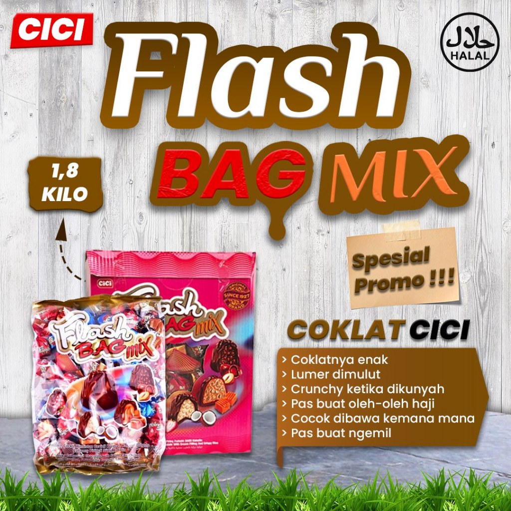 

Coklat Cici Flash Bag Assortment Rasa mix strawberry hazelnut coconut caramel/ ukuran 500 gram