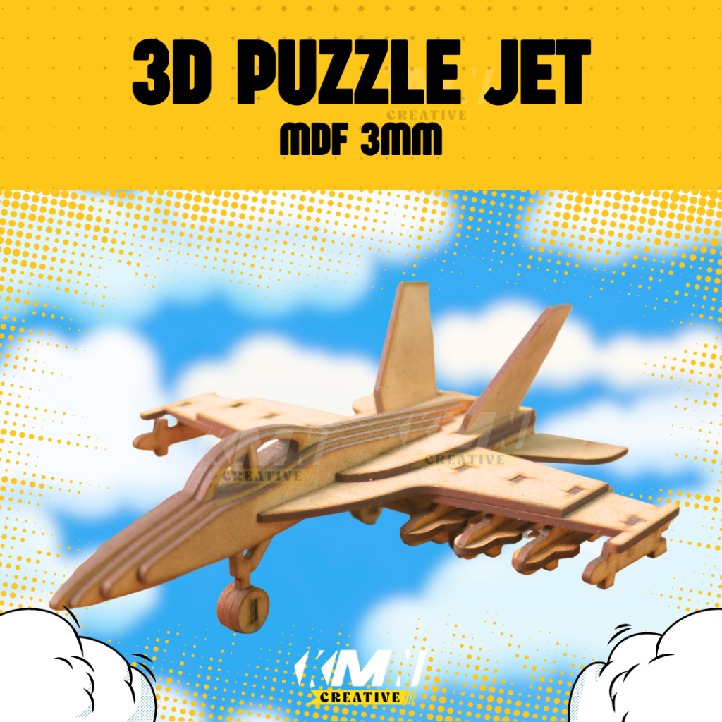 3D Puzzle Pesawat Jet - MDF