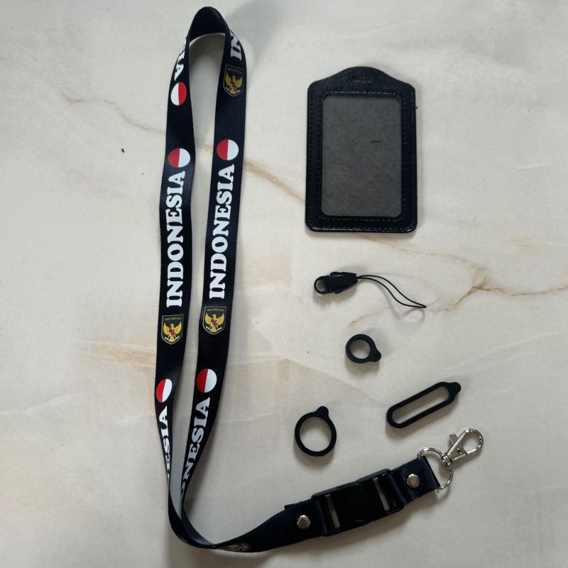

Tali Lanyard INDONESIA LOGO GARUDA - Gantungan ID Card lanyard printing japan plus karet pod 13mm 20mm 40mm yoyo card holder HITAM TIMNAS q
