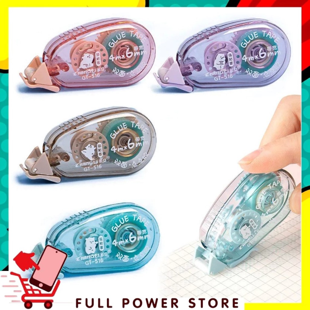 

FPS Glue Tape Roll 4M Double Tape Roller Tape Glue Super Kuat Tidak Beracun Lem Kertas Untuk Journaling Lem Titik DIY Perlengkapan Alat Tulis Kantor Pita Rol Perekat Dua Sisi t