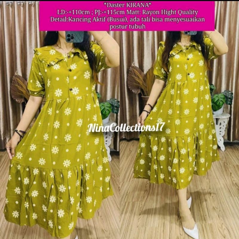 Daster Dress Kirana Rayon Adem Tebal Kancing Busui / Daster Rayon Kirana / Daster Rayon / Daster