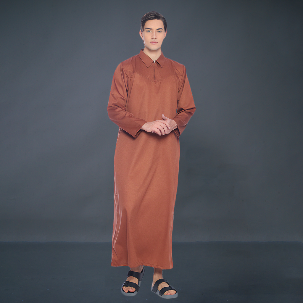 Kawan Muslim - Jubah Gamis Pria Dewasa Lengan Panjang Premium Bahan Adem Warna Abu Abu-3