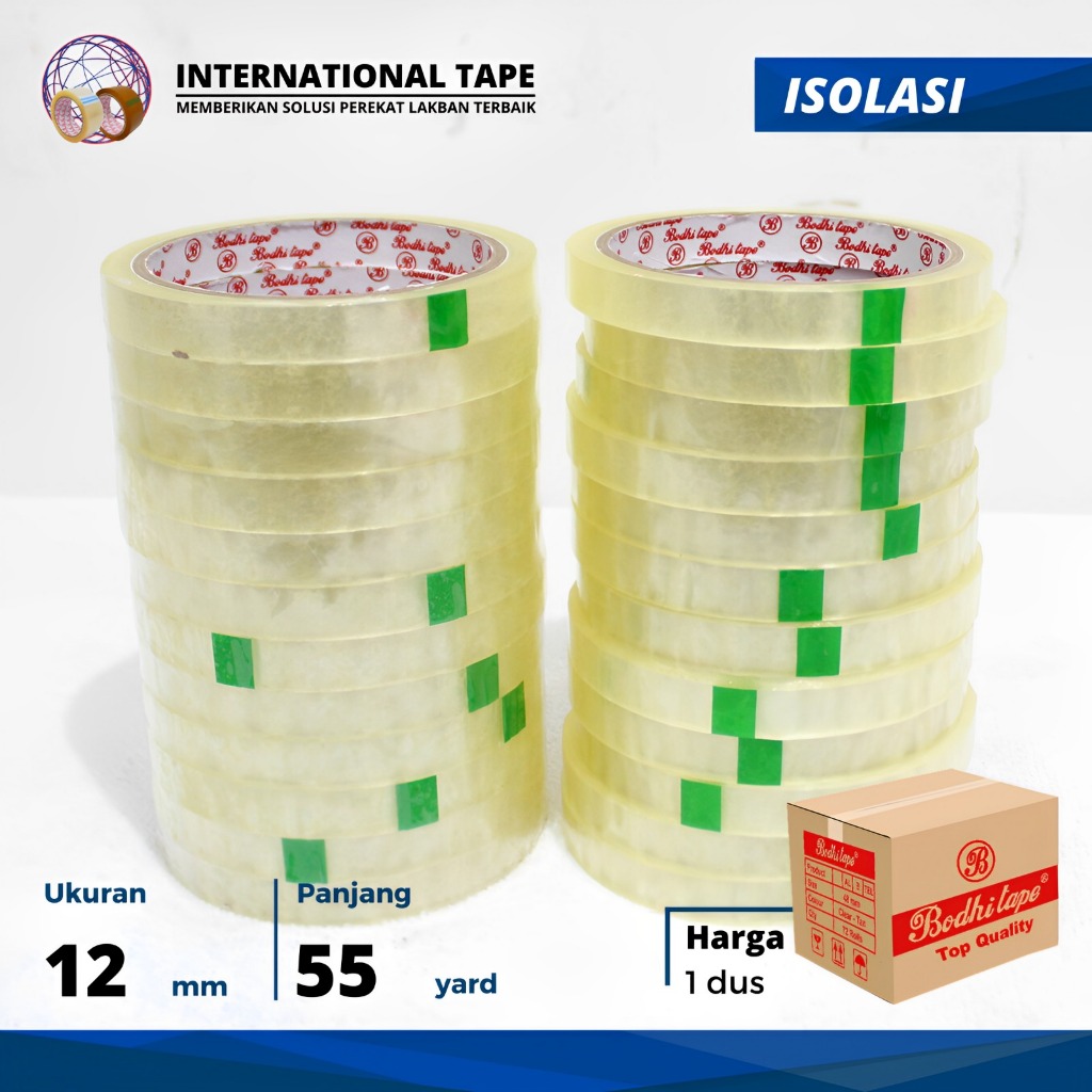 

ISOLASI BODHI 12/24MM X 55YARD PER DUS TERMURAH