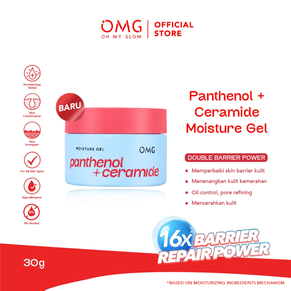 OMG Oh My Glow Panthenol + Ceramide Moisture Gel 30g - Pelembab Wajah Memperbaiki Skin Barrier, Menc