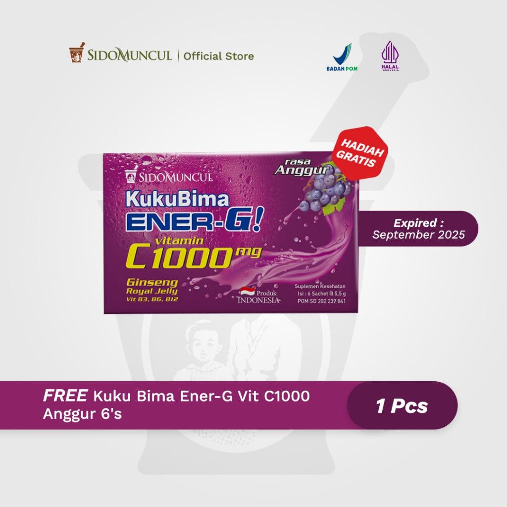 

Free Kuku Bima Ener-G Vit C1000 Anggur 6's - Minuman Berenergi Vitamin