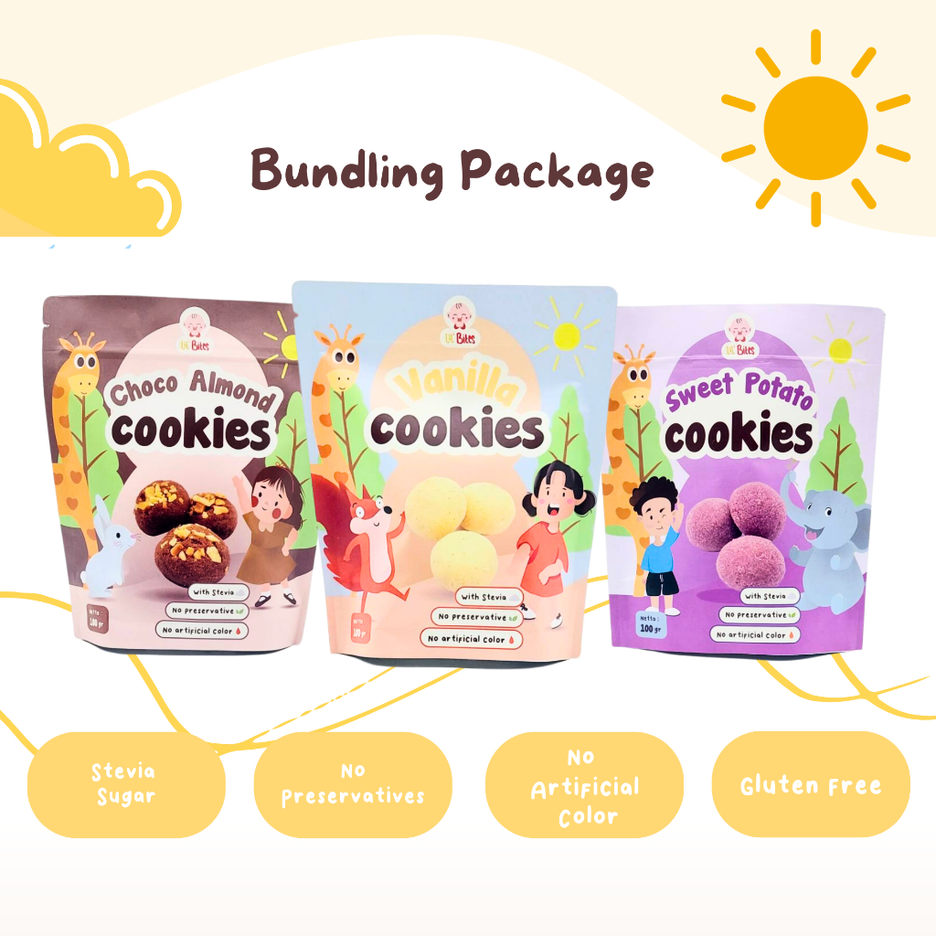 

BUNDLING PRICE Lil'Bites Cookies Camilan Sehat Anak Gluten Free Dengan Stevia Pemanis Alami