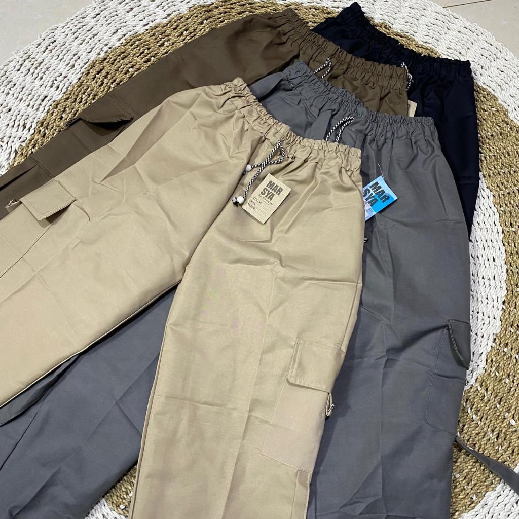 Kiya Celana Cargo Wanita Jogger Full Karet 7/8 / Celana Wanita / Bawahan Wanita Korean Style