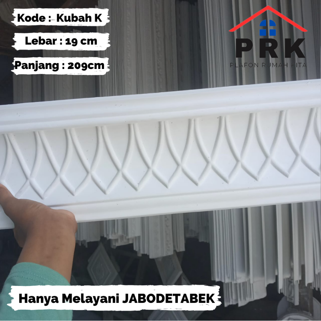 Lis List Gypsum Gipsum Motif Kubah Kecil lebar 19cm Plafon ornament dekoratif untuk Interior Plafond