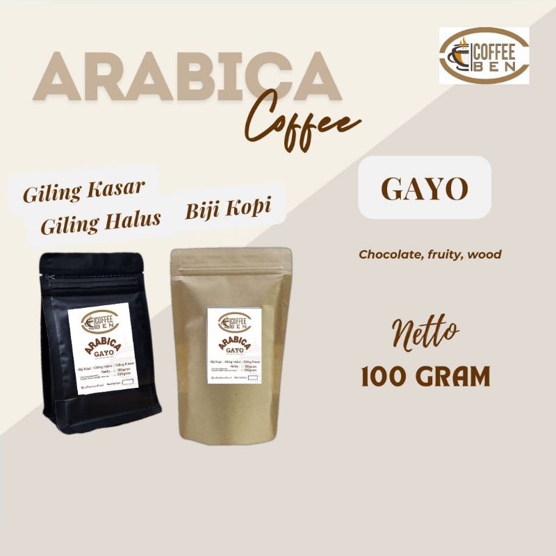 

CoffeeBen Kopi Arabika Gayo Natural Coffee Arabica 100gram