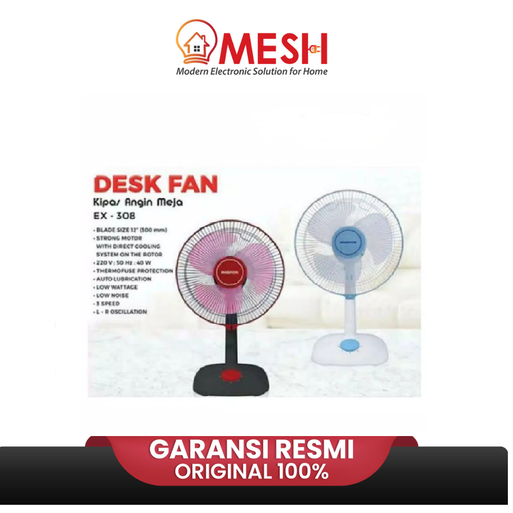 Maspion Desk Fan 12in 40W  EX-308 Kipas Angin Meja-New Arrival-Garansi Resmi-Kipas-Kipas Angin Meja-