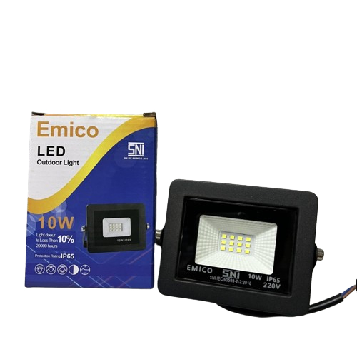 EMICO LAMPU SOROT LED KUNING 10 WATT LED FLOOD LIGHT LED TEMBAK OUTDOOR