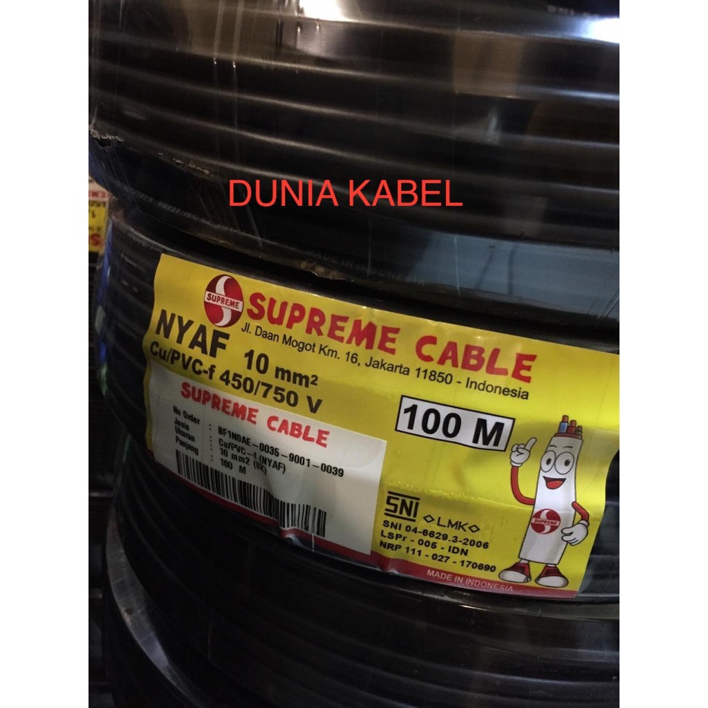 Kabel NYAF/ AF / Serabut 10mm 1x10 10 mm Supreme @100 meter