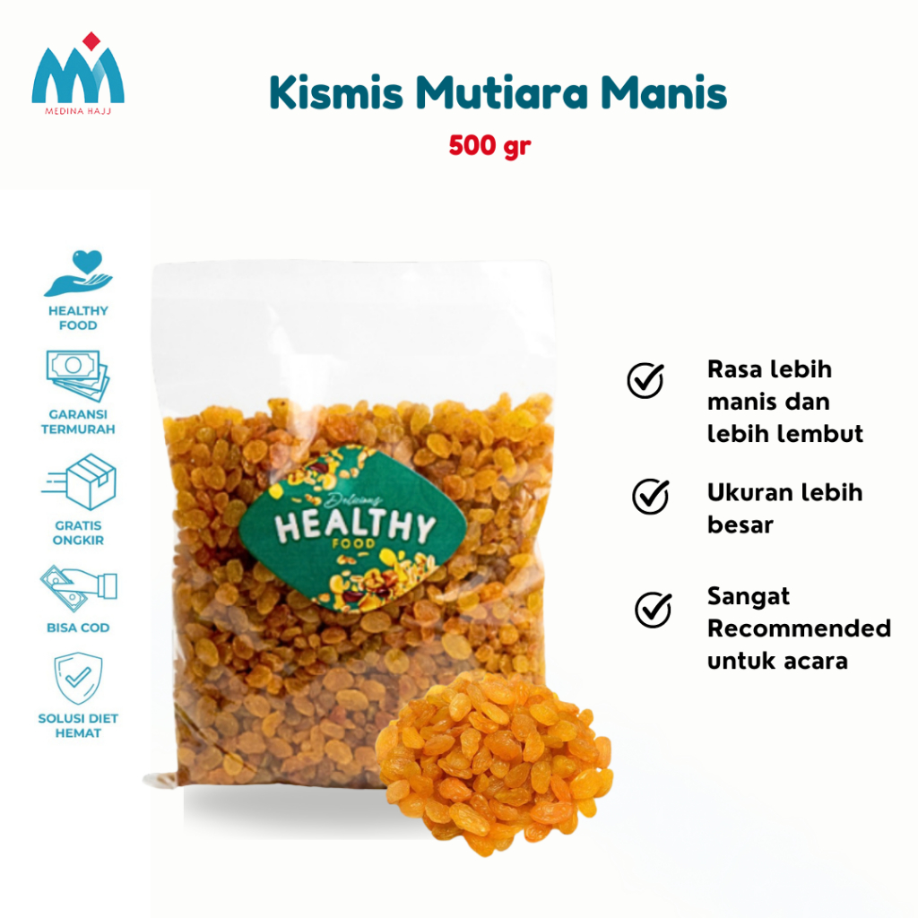 

Kismis Mutiara Manis 500 Gram - Kismis Simin Oleh Oleh Haji Umroh