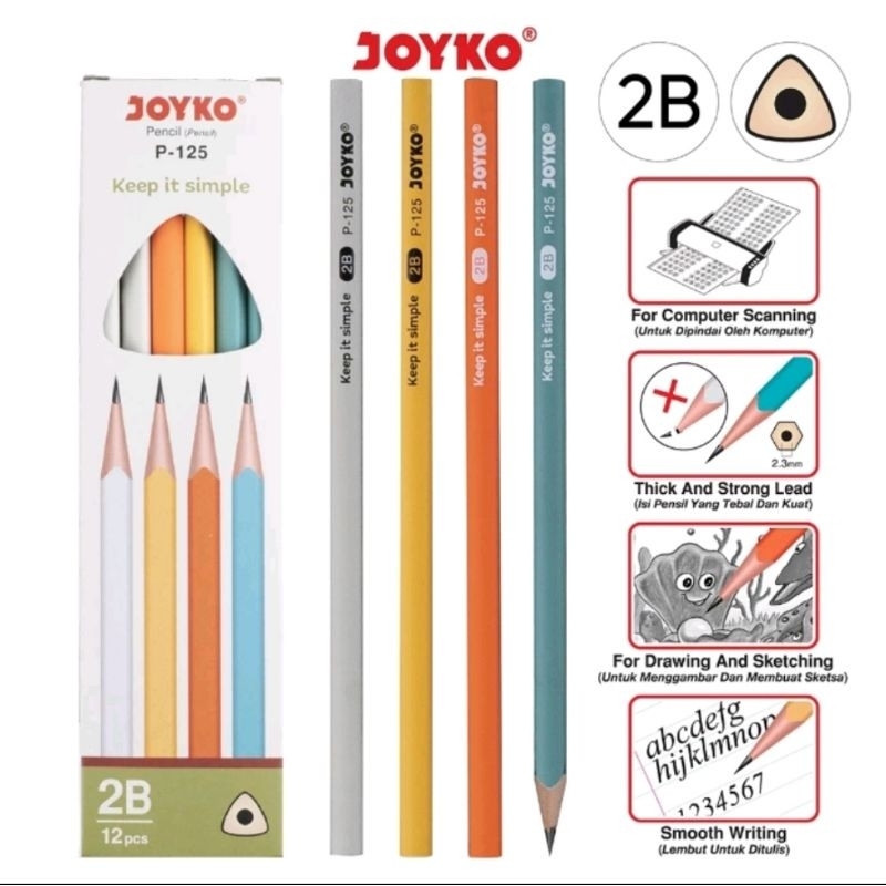 

P-125 Pensil Kayu 2B Joyko Harga Per Lusin
