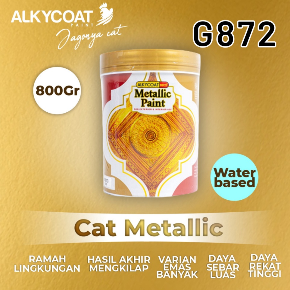

KODE W38U CAT METALLIC PAINT WATERBASED Cat Dekoratif Cat Gypsum Cat Pagar Cat Besi 8 gr G872 Emas