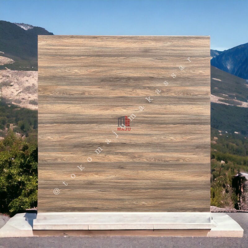 Tegel Keramik Lantai Kasar 50x50 PREMIERE PSZ75107 Brown Coklat Motif Kayu Wood