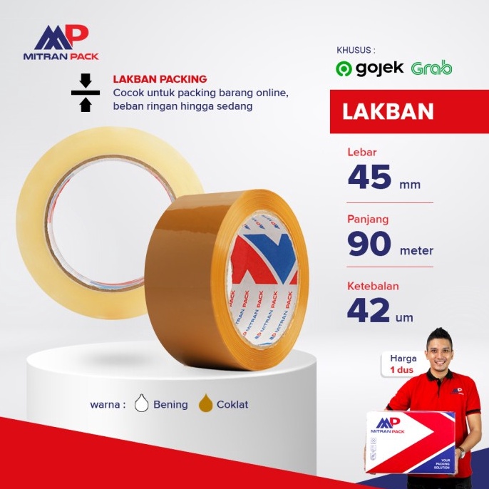 

KODE I64K GJ Lakban Bening Coklat 45 mm x 9 meter 1 yard ekonomis