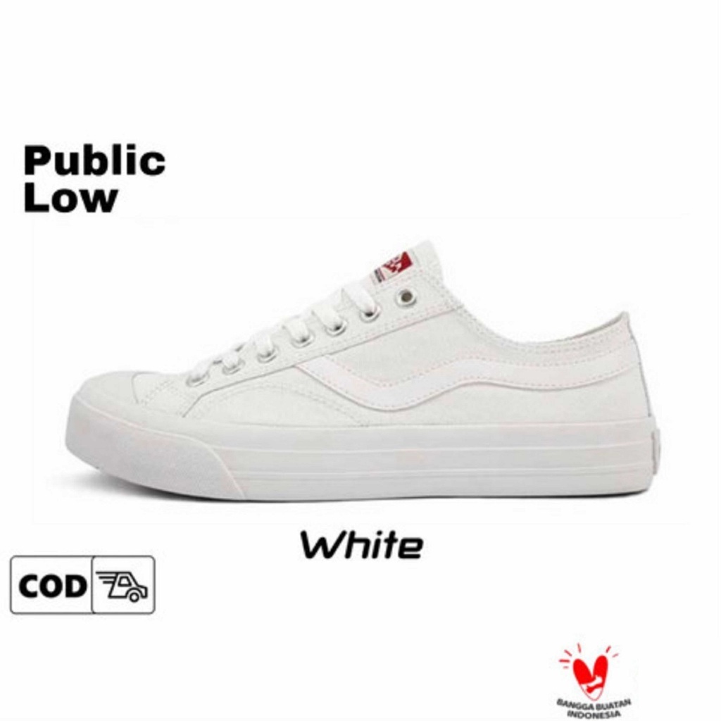 Sepatu Pria Sneakers Vantela Public Low White Sepatu Pria Wanita Hitam Putih Sepatu Kasual Sneaker