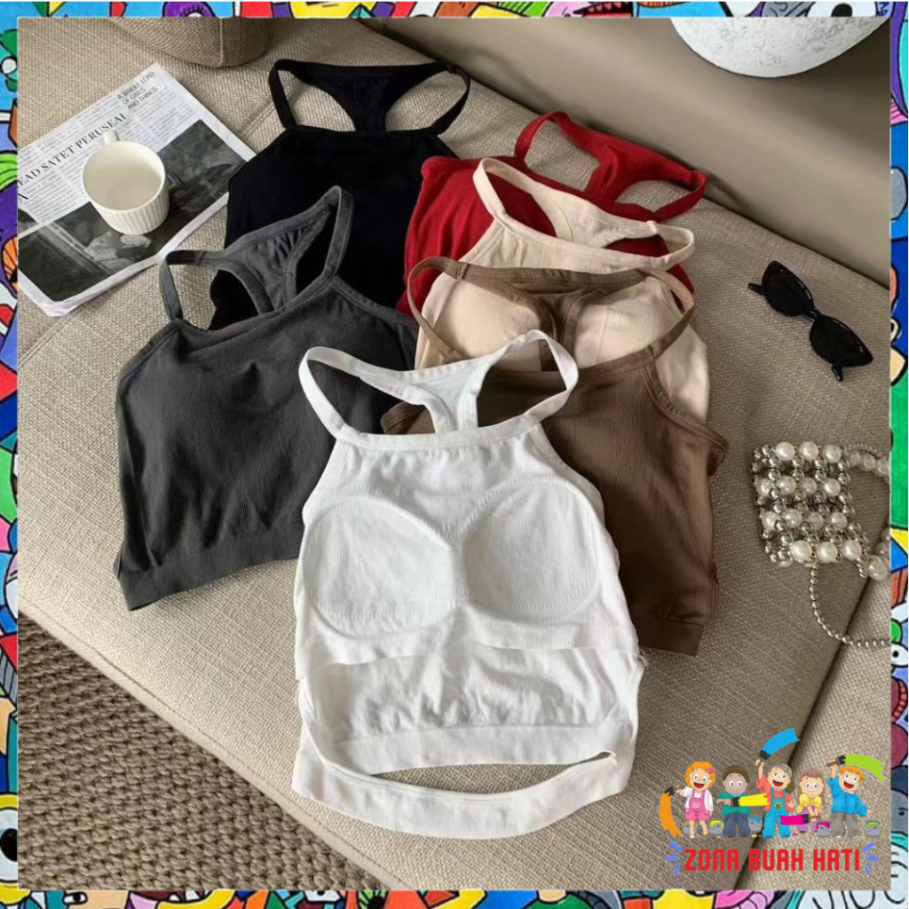 ZBH  Tanktop Bra Wanita Tanpa Kawat 6560 Bra Fashion Wanita Turtle Neck Sexy Crop Top Elastis Bra Cr