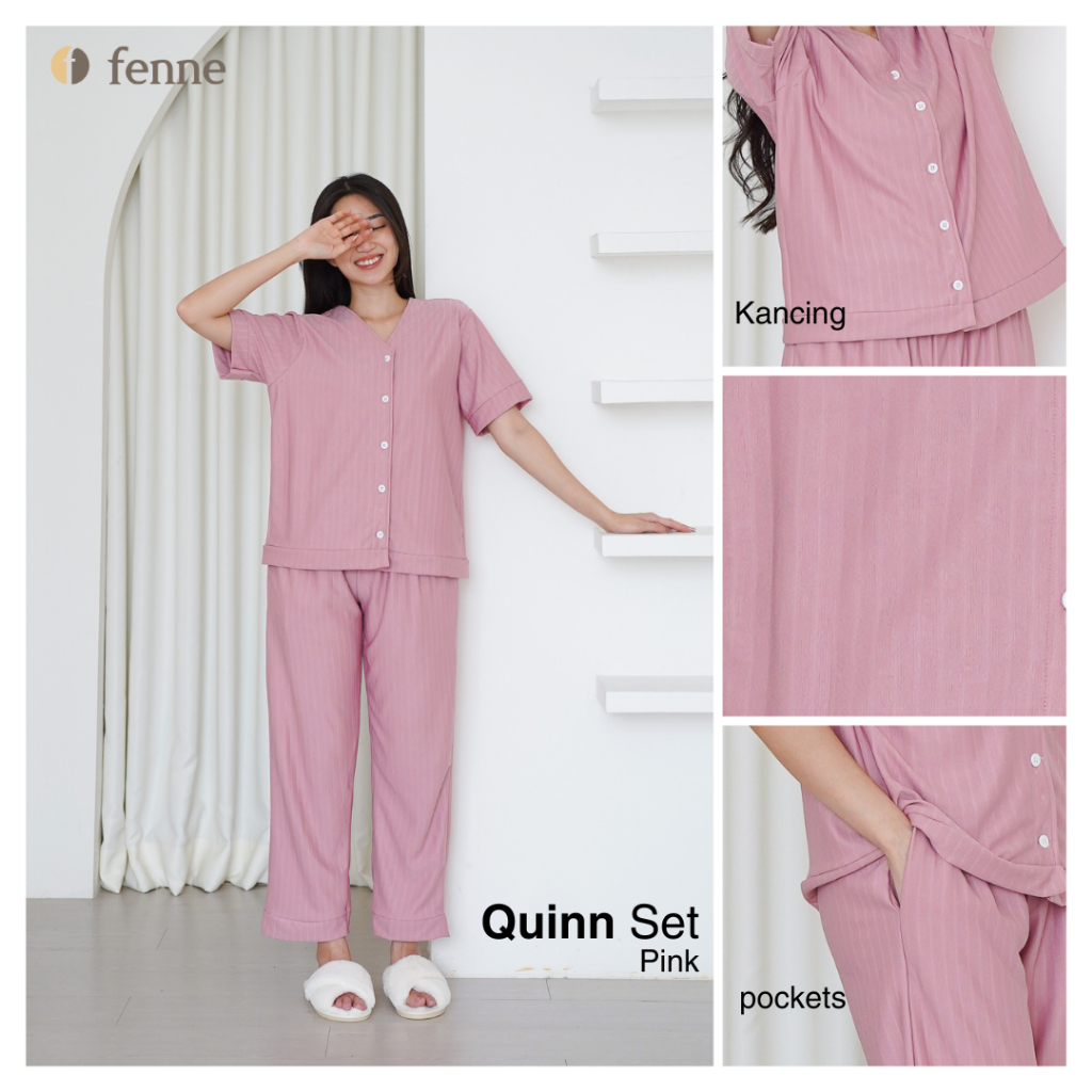 Fenne - Piyama Wanita Celana Panjang / Baju Rumah / Baju TIdur Wanita Premium Quinn Set