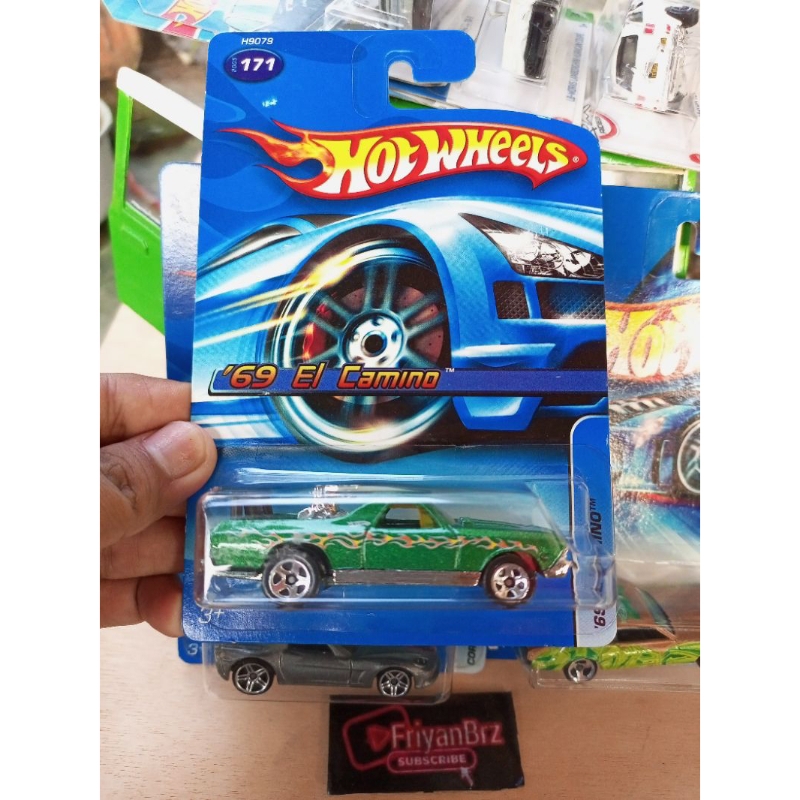 Diecast Hotwheels Vintage jadul blue card 3pcs 69 Chevy El Camino 1968 Mercury Cougar Corvette C6