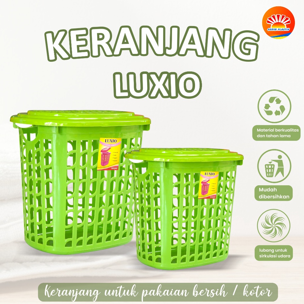PRODUK UNGGULAN Keranjang pakaian Luxio Large Keranjang serbaguna Keranjang plastik Keranjang baju k