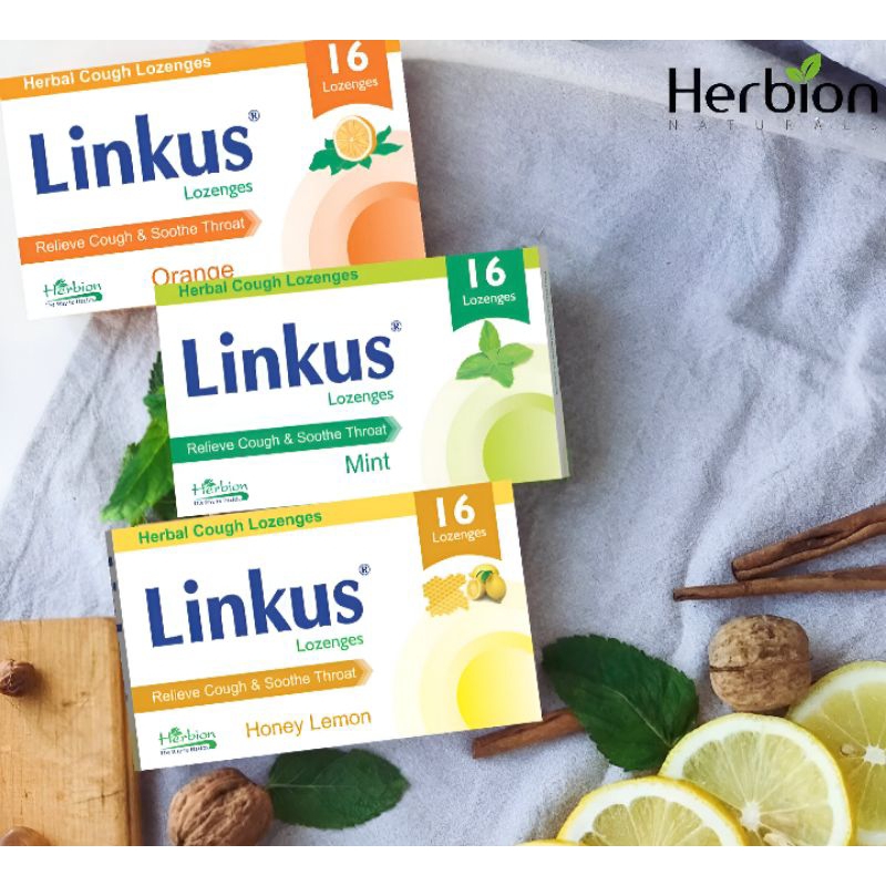 

Matchamori_Herbion Linkus Lozenges Permen Herbal Tenggorokan & Batuk Orange , Mint , Honey Lemon & Linkus Mini