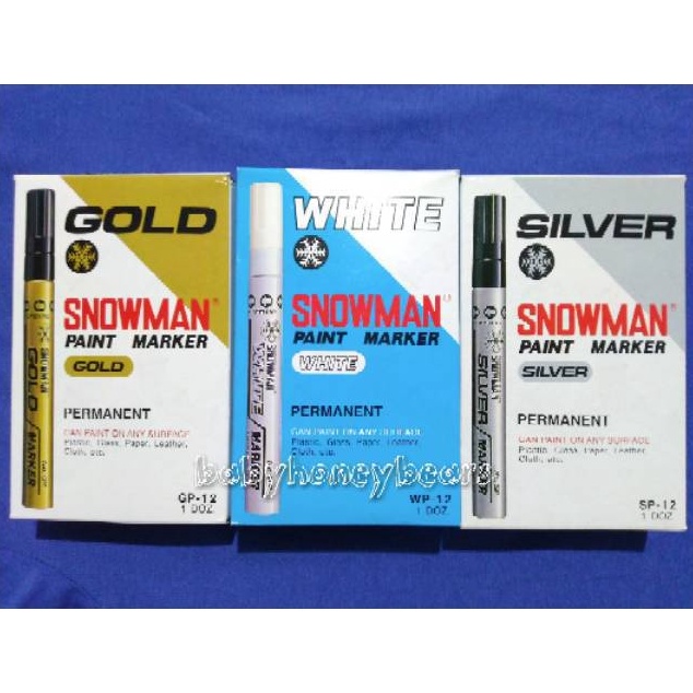

HOT PRODUK Spidol Snowman Paint Marker White Warna Putih WP12 Gold Emas GP12 Silver SP12 Mata Spidol
