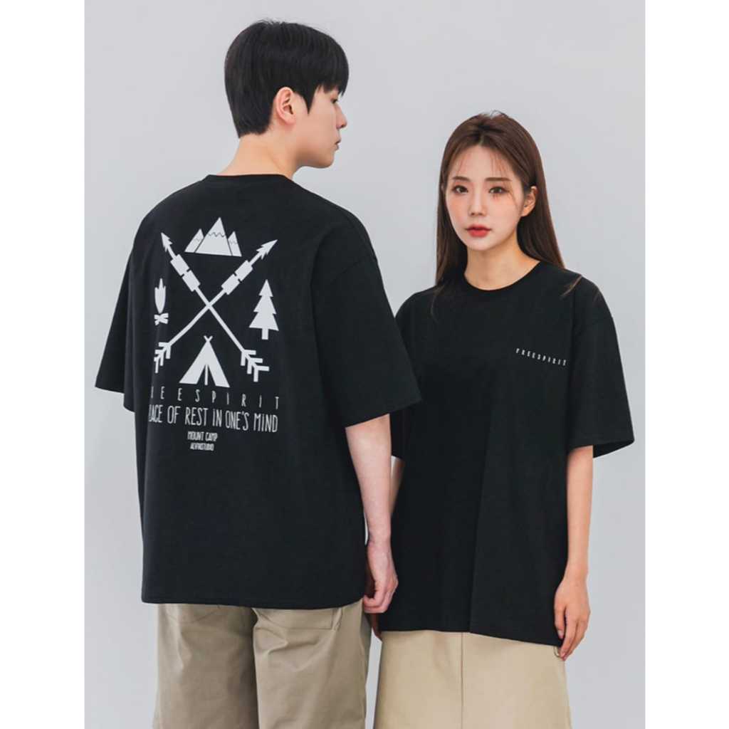 Kaos Oversize Alvinclo Camping Spirit Black | T- Shirt Pria Wanita