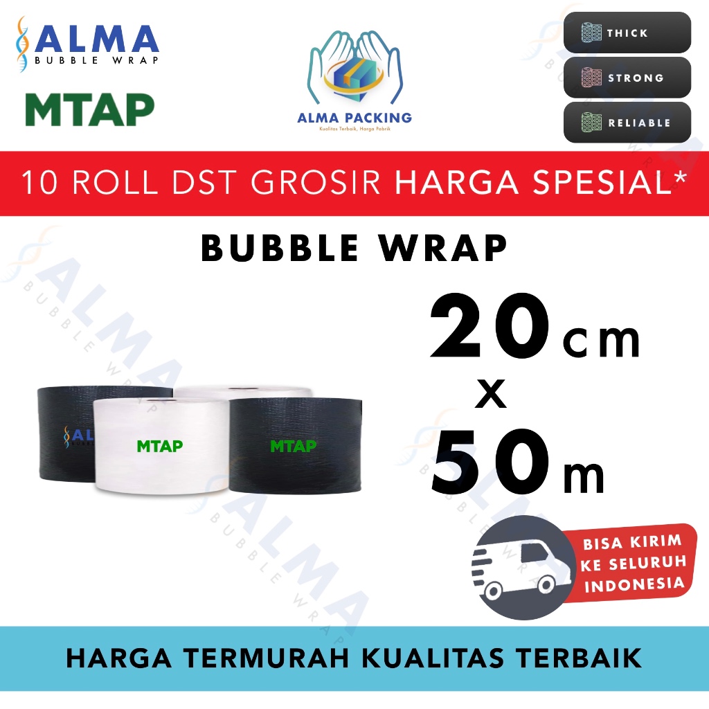 

PROMO TERMURAH Plastik Bubble Wrap 20cm x 50m Bubblewrap MTAP PREMIUM TERMURAH ROLL GROSIR