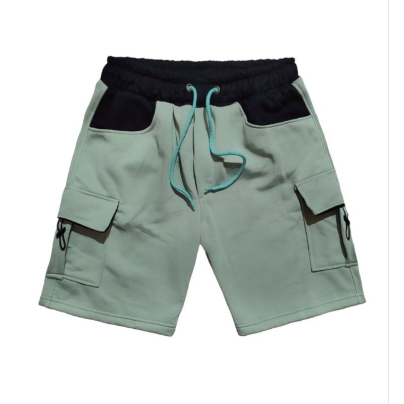 Short Pants Men / Celana Cargo Dewasa Pria Kantong Samping Hijau Mint
