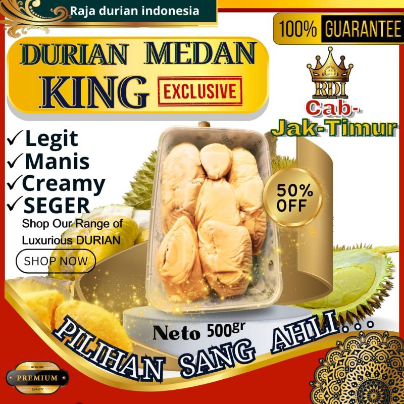 

RDI.cab jak-timur durian kupas KING Medan/DURIAN KUPAS PREMIUM/durian Unggul no.1 RDI