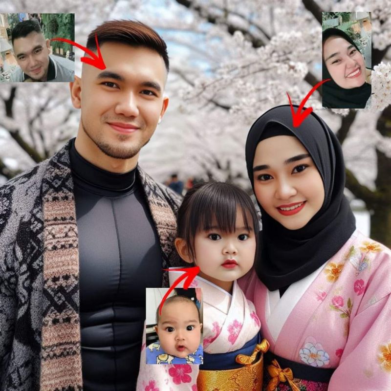 Jasa edit karikatur keluarga dan sendiri 15k perwajah