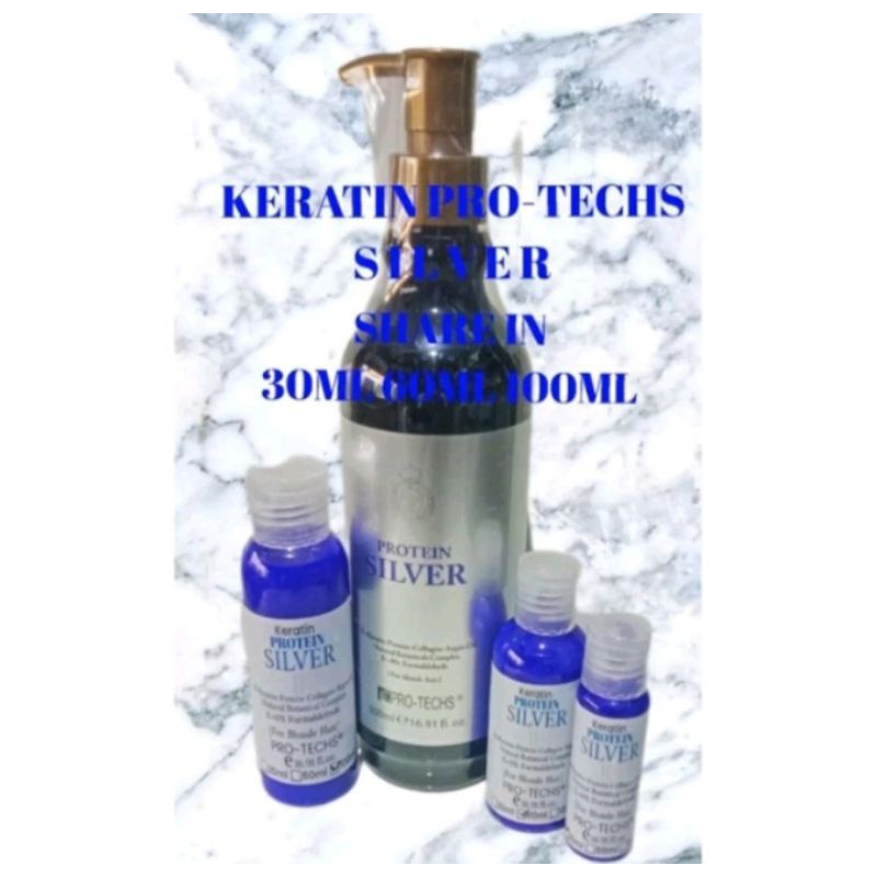 (COD) Pelurus Rambut Keratin Treatment Protein Pro-techs Silver Share in 30ml 60ml 100ml
