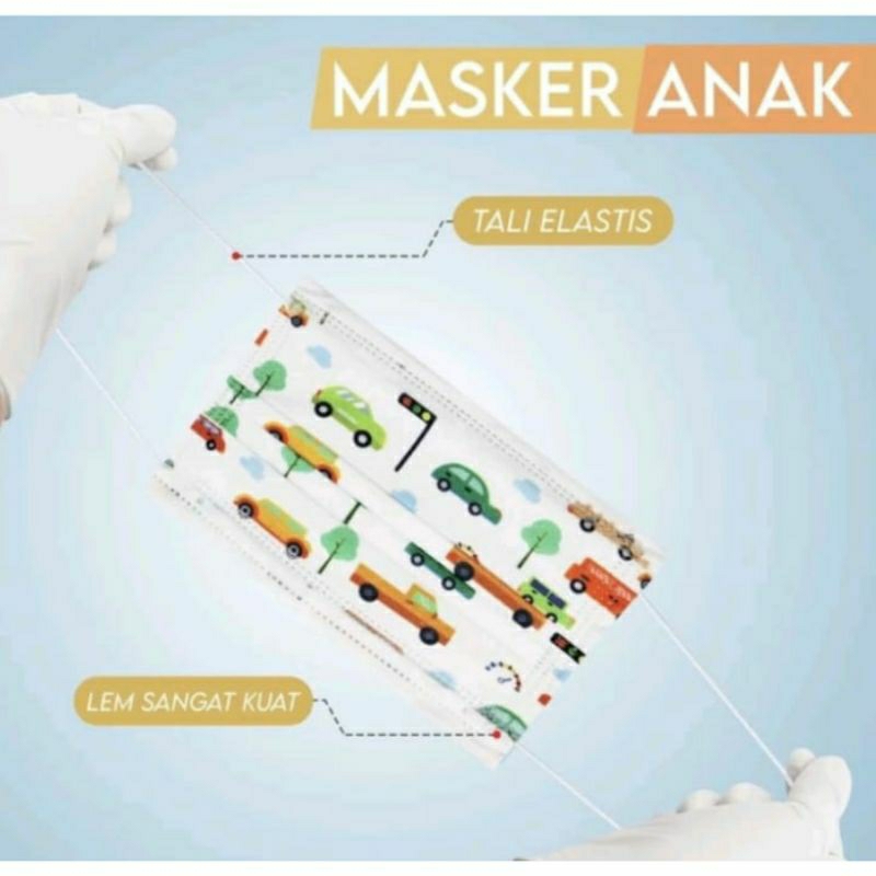 MASKER ANAK 3 PLY MOTIF ISI 50 PCS/masker anak gambar