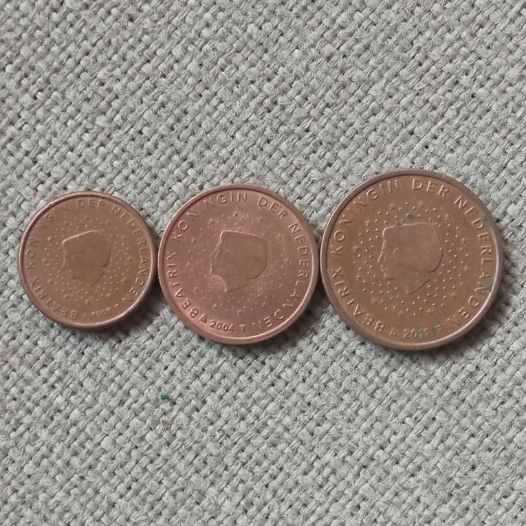 Koin Kuno Belanda Euro Cent set 3 Keping 1 cent 2 cents 5 cents