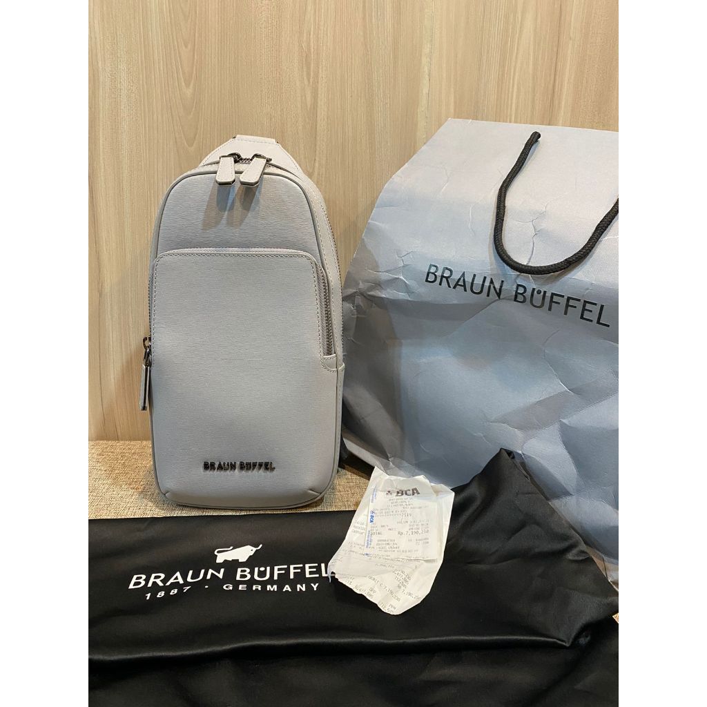 SLING BAG BRAUN BUFFEL PRIA ORIGINAL 100% LEATHER FULL SET