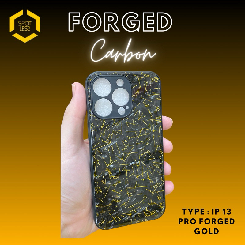 Case Iphone 13 Pro Gold Metallic Forged Carbon