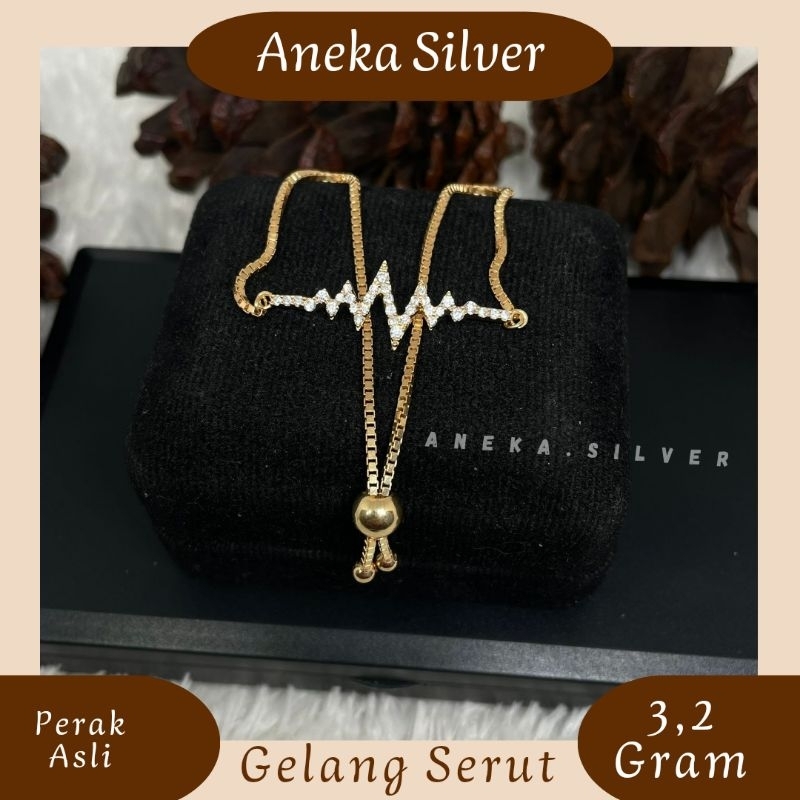 Gelang Serut Lengkap Gold Variasi, Perak 925