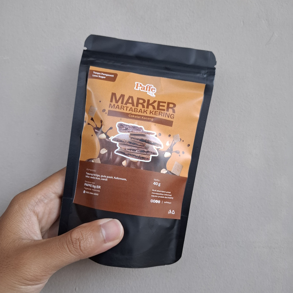 

MARKER (Martabak Kering) crispy / Camilan / Snack makanan ringan Rasa Coklat Kacang Pounch Besar Paffe By Er